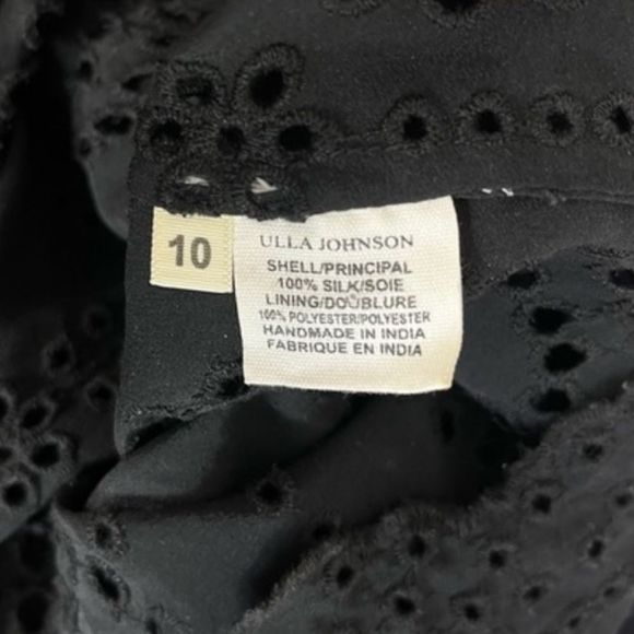 Ulla Johnson Oona Silk Eyelet Embroidered Dress in Raven Black Size 10 - Picture 10 of 11